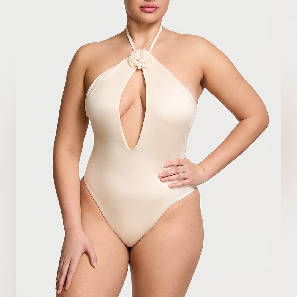 Victoria's Secret Rosette Halter Cut-out One-piece Swimsuit